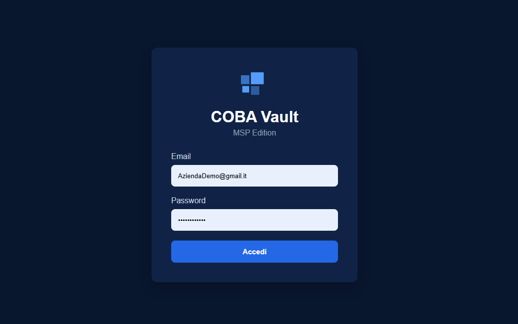Schermata di login